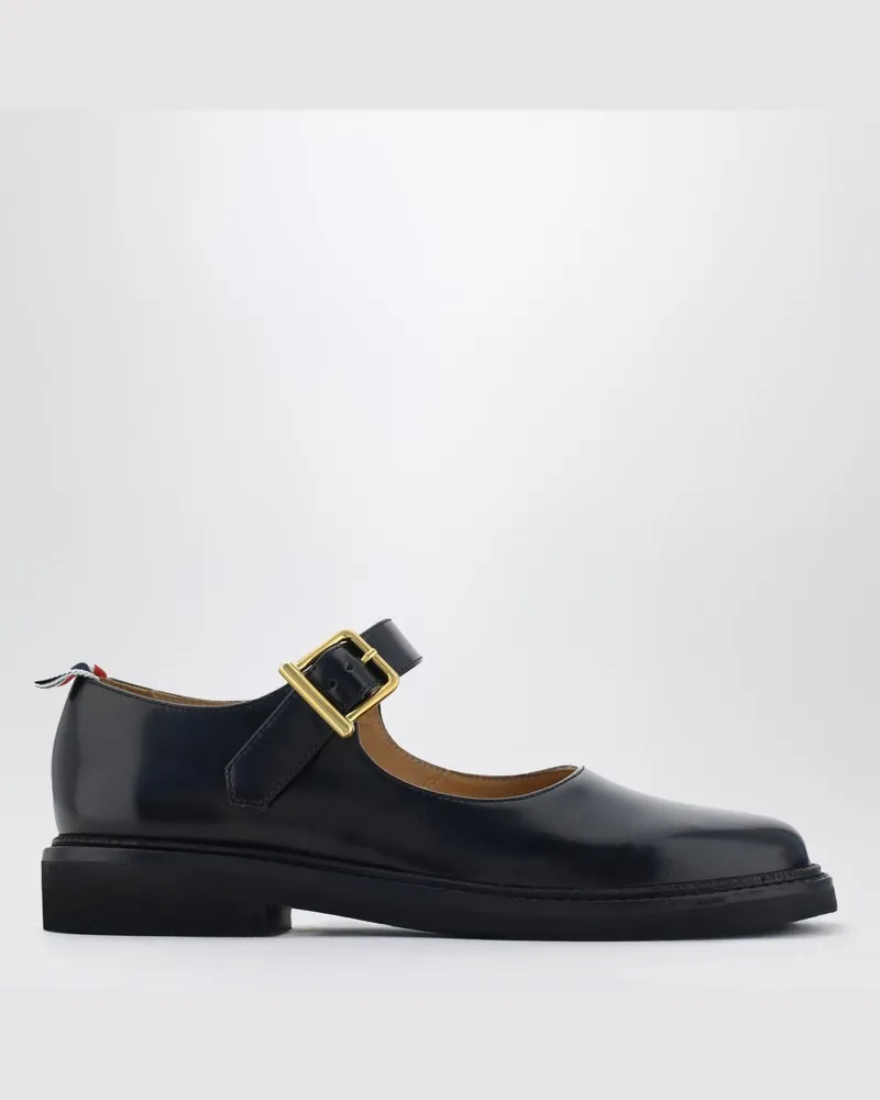 Thom Browne Mary Jane Ballettschuhe aus glänzendem schwarzem Leder Schwarz