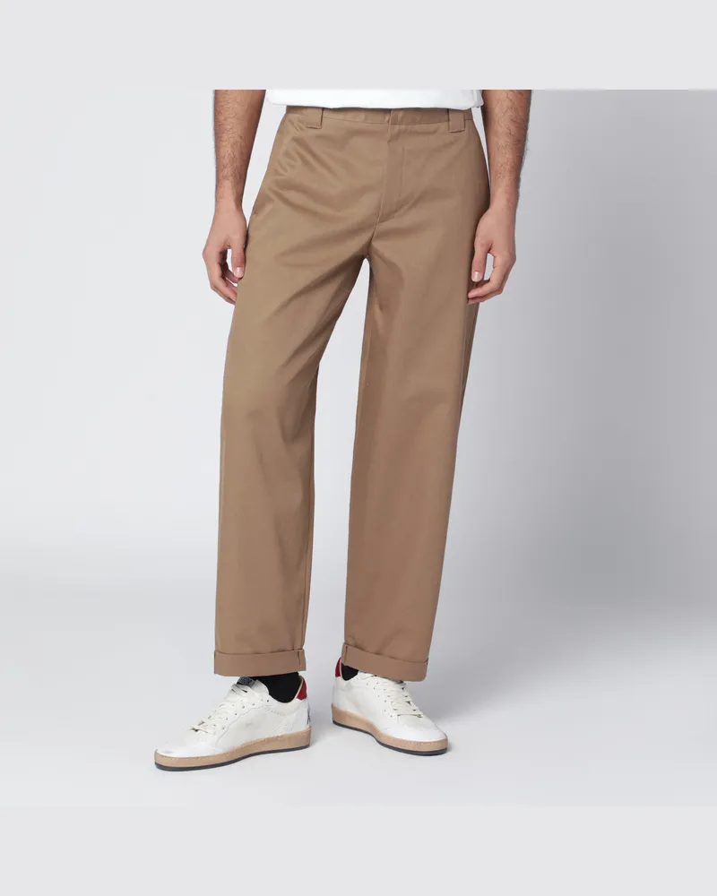 Golden Goose Dunkelgrüne Hose aus Baumwollgemisch Beige