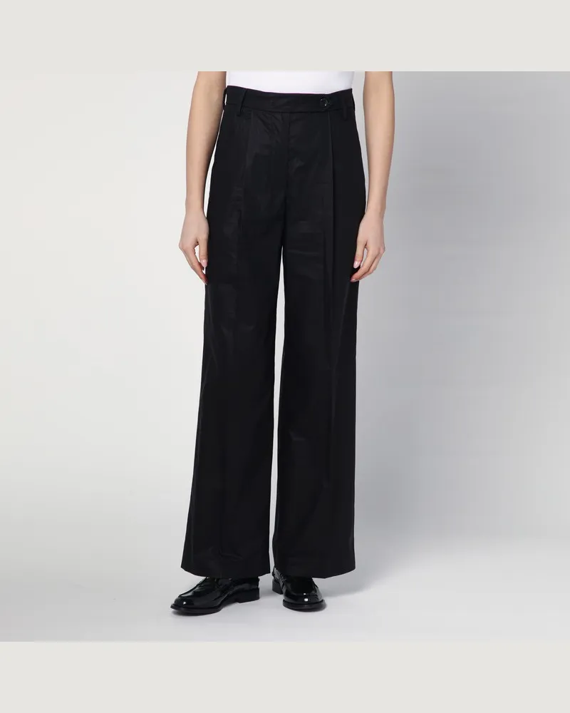 Department 5 Weit geschnittene schwarze Baumwollhose Schwarz
