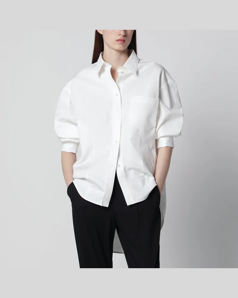 Balenciaga Damenbluse im Cocoon-Schnitt aus Baumwollseide weiß White