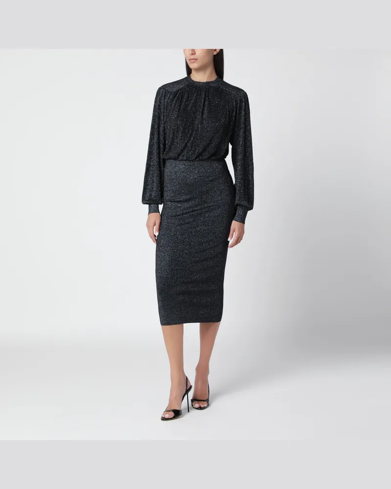 Isabel Marant Schwarzes Midikleid aus Lurex-Jersey Black