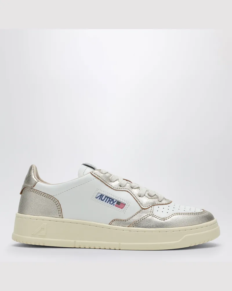 AUTRY Medalist Low Sneakers aus weißem/platinfarbenem Leder White