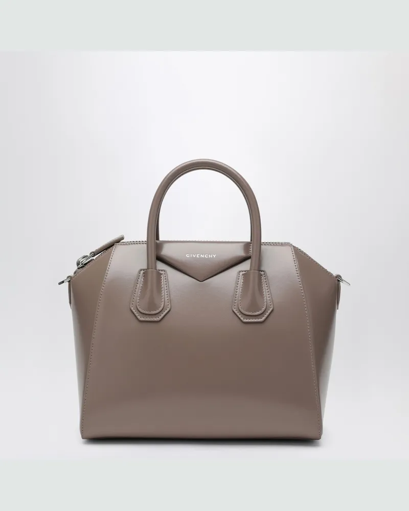 Givenchy Kleine Antigona Tasche aus taupefarbenem Leder Grey