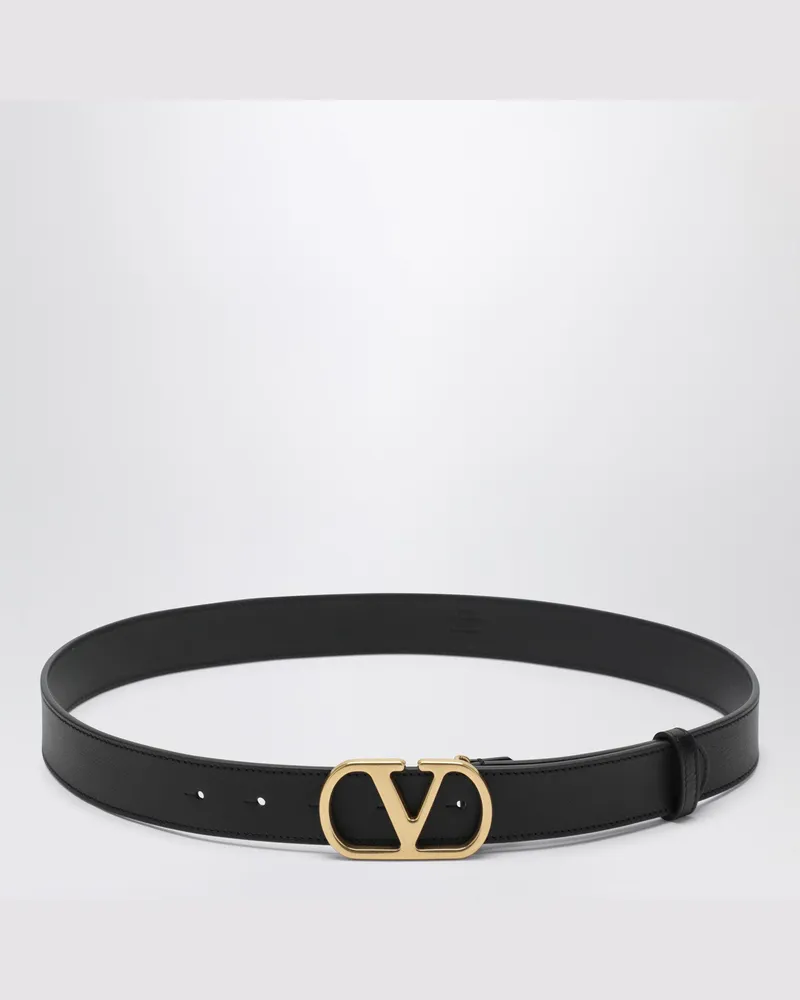 Valentino Garavani Schwarzer 3-cm-Vlogo-Signature-Ledergürtel Black