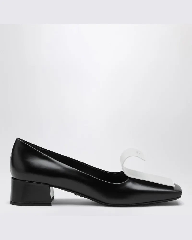 Prada Schwarze und weiße Leder-Décolleté Schwarz