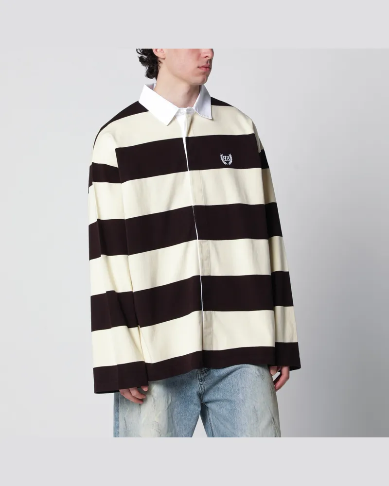 Balenciaga Gestreiftes Herren-Poloshirt aus Baumwolljersey, braun Brown