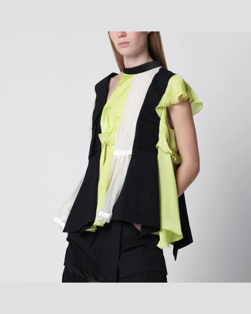 Sacai Fabric Mix Pullover Navy/Gelb Blue