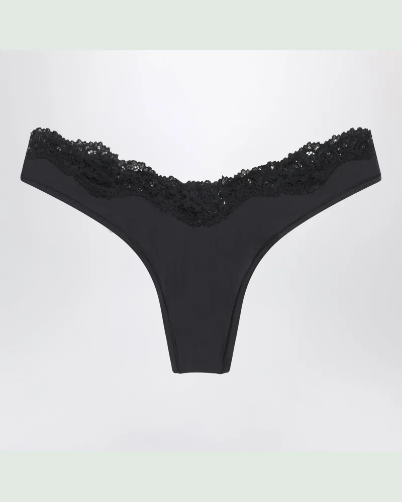 SKIMS Schwarzer hochgeschnittener String aus Stretch-Spitze Black