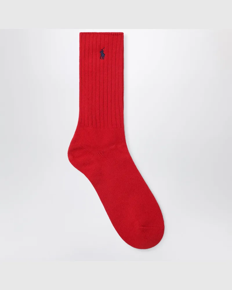 Ralph Lauren Rot-blaue Logo-Socken aus Baumwollmischgewebe Red