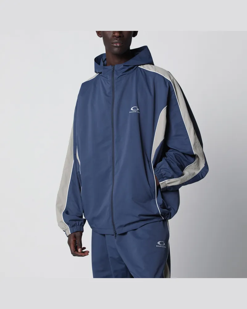 Balenciaga Trainingsjacke aus technischem Satin in Marineblau Blue