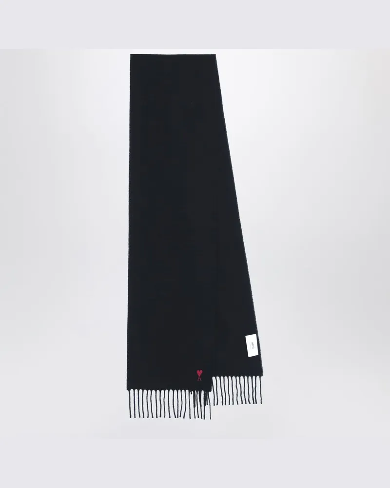 AMI Paris Schwarzer Schal Ami De Coeur aus Wolle Schwarz