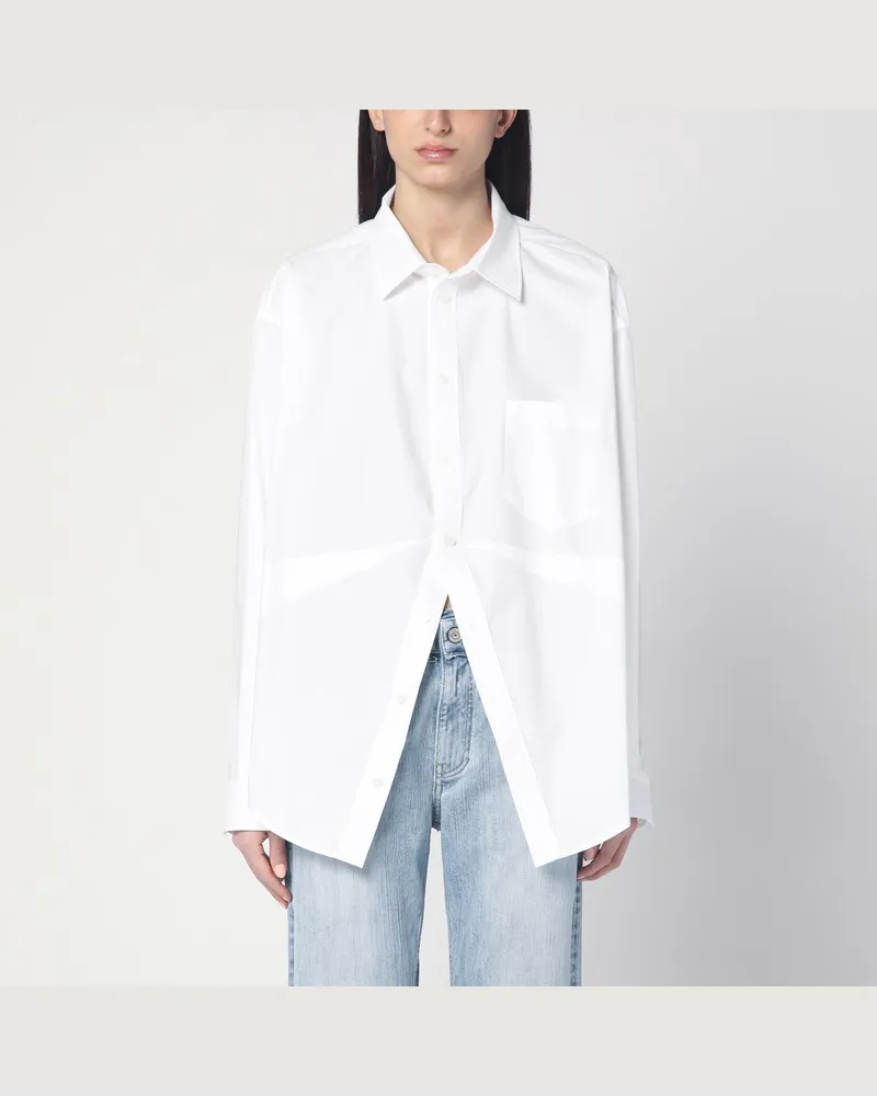 Balenciaga Asymmetrische weiße Bluse aus Baumwolle Weiß