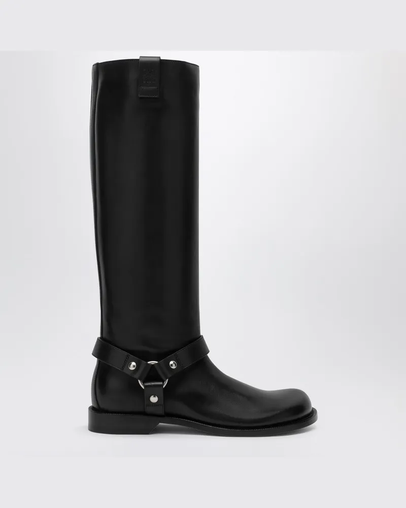 Loewe Hoher Stiefel Campo Biker aus schwarzem Kalbsleder Schwarz