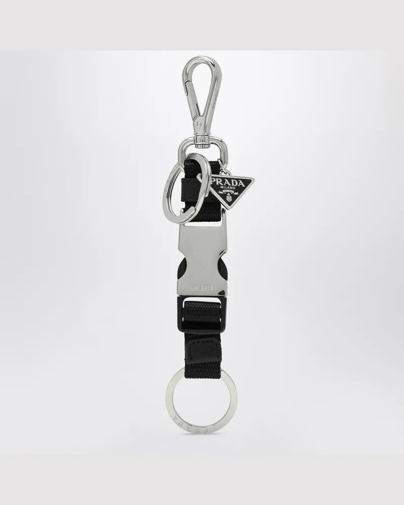 Prada Schwarzer Schlüsselanhänger mit Schnappverschluss Black