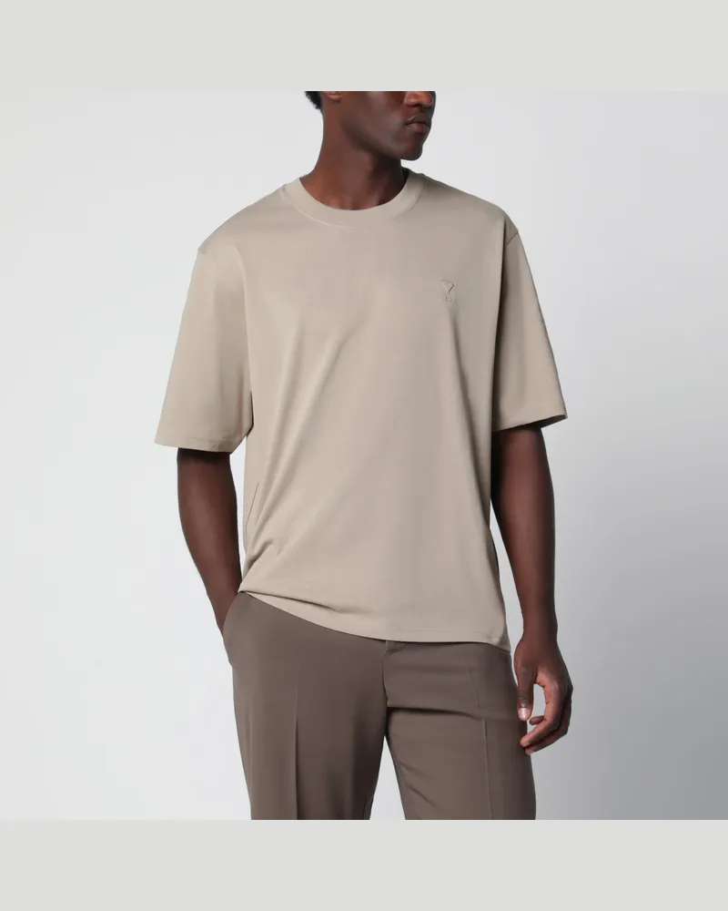 AMI Paris Ami de Coeur T-Shirt aus Baumwolle in Taupebeige Beige