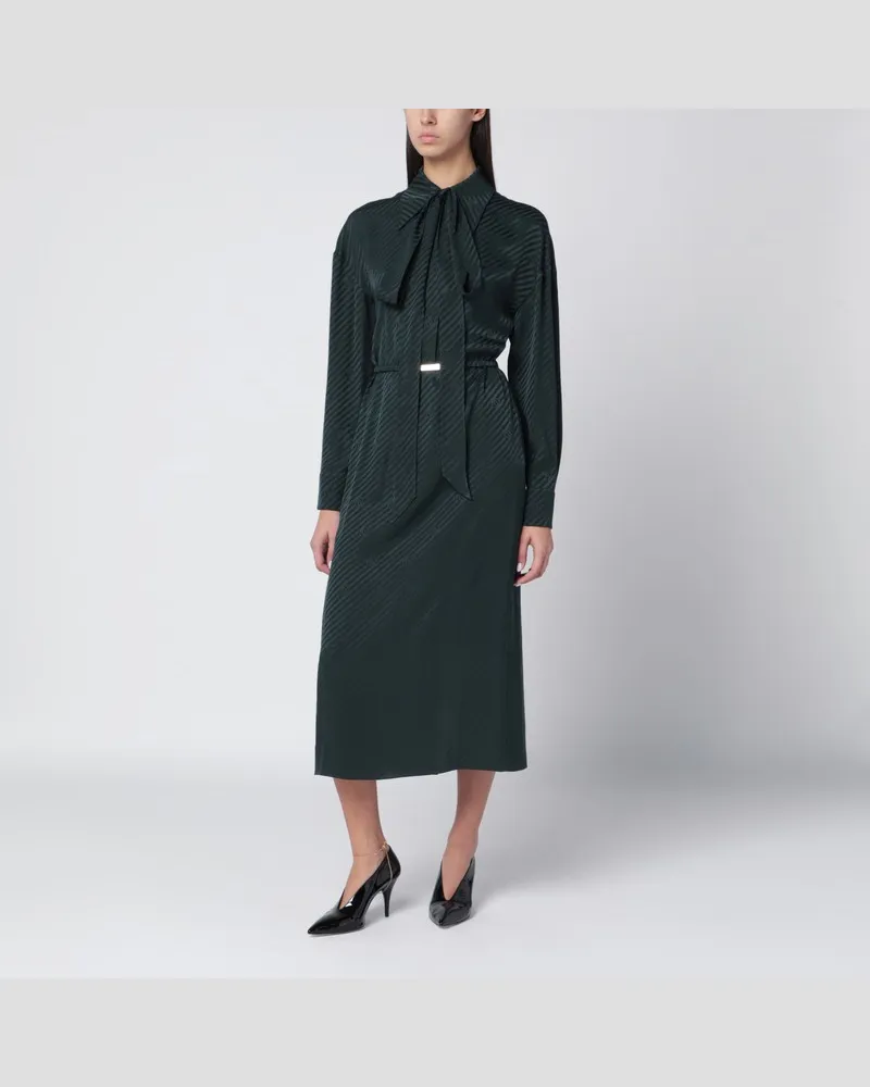 Gucci Grünes GG Jacquard-Seidenkleid mit Wickeldesign Grün