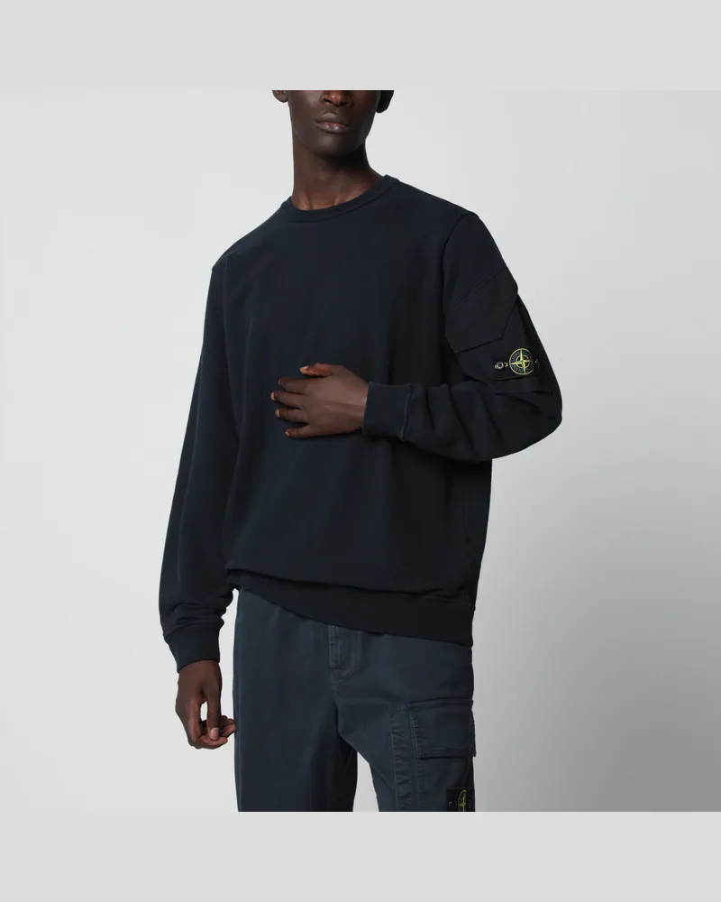 Stone Island Marineblaues Rundhals-Sweatshirt aus Baumwolle Blue