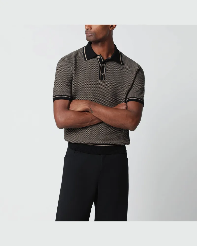 Tagliatore Braunes Polohemd mit Jacquardmuster 