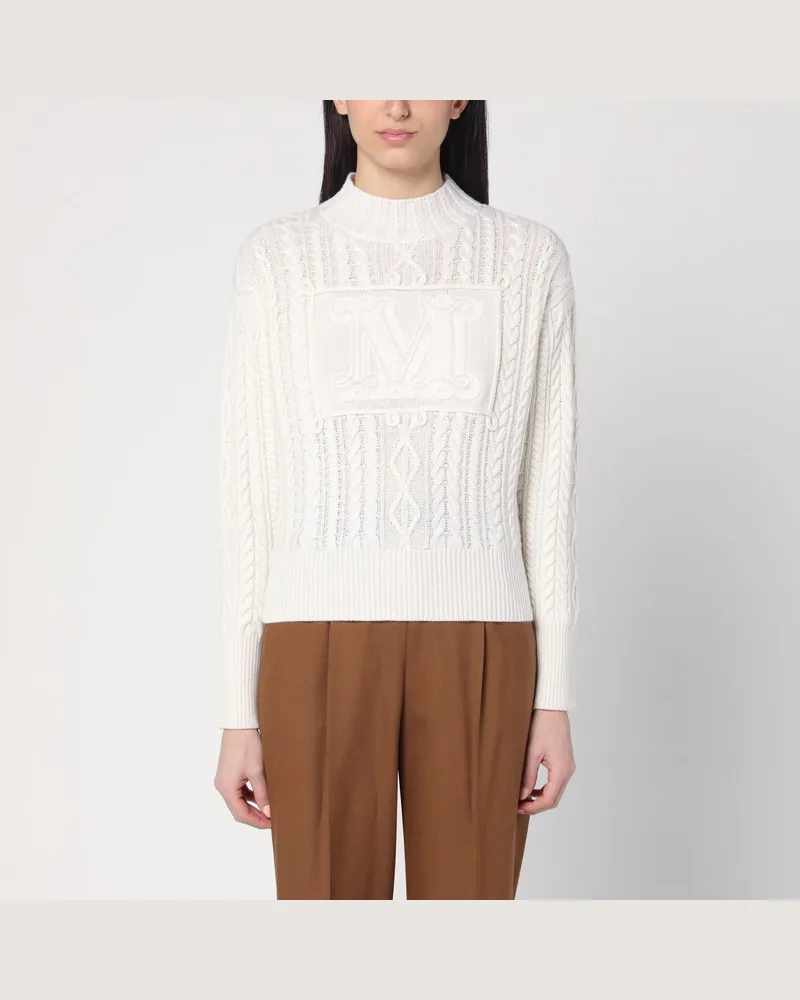 Max Mara Weißer Pullover aus Wolle und Kaschmir Weiß