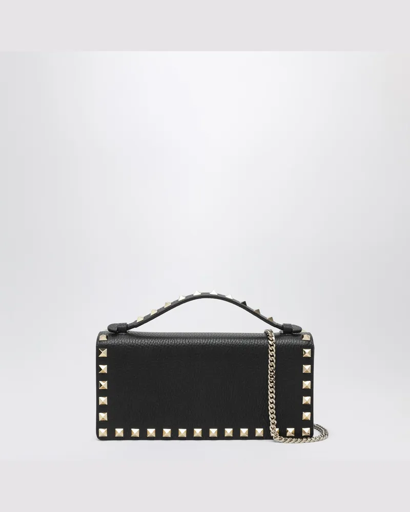 Valentino Garavani Rockstud-Portemonnaie mit schwarzem Schulterriemen Black