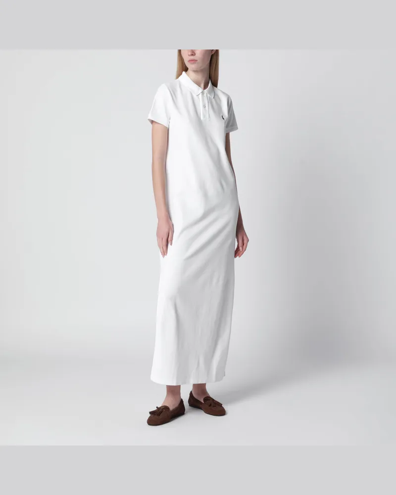 Ralph Lauren Langes Kleid aus weißer Baumwolle mit Logo White