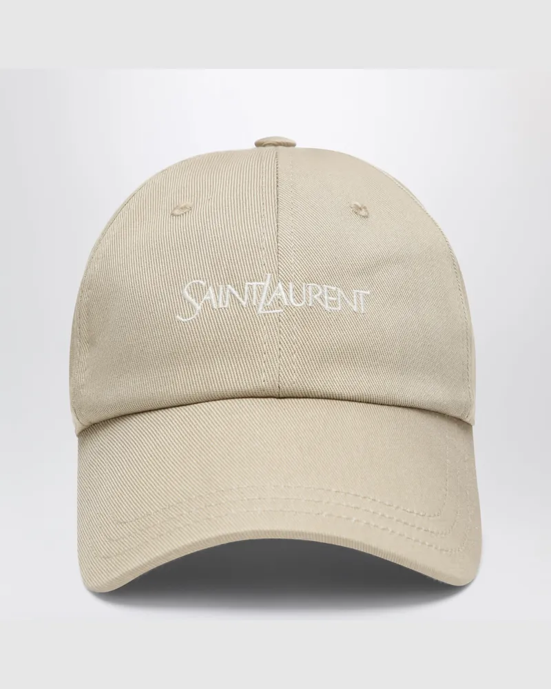 Saint Laurent Beigefarbene Baseballkappe aus Baumwollgabardine Beige