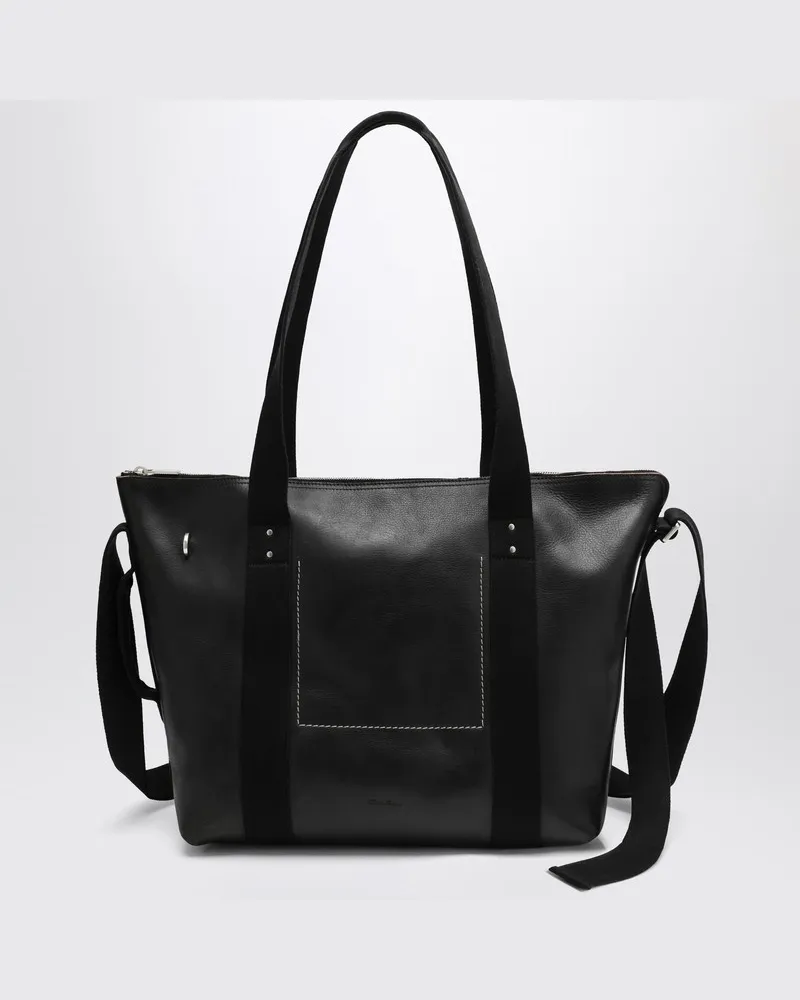 Rick Owens Schwarze Leder-Trolley-Tasche Schwarz
