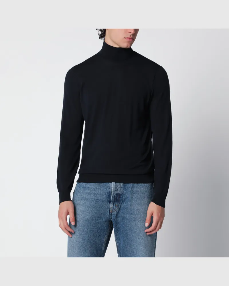 Drumohr  Rollkragenpullover aus Wolle in Marineblau Blue
