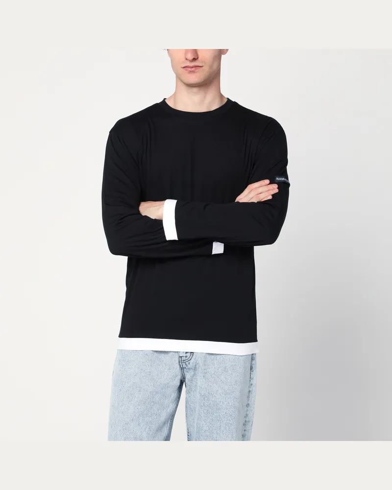 Namacheko Schwarz/weißes Baumwollstrickshirt Black