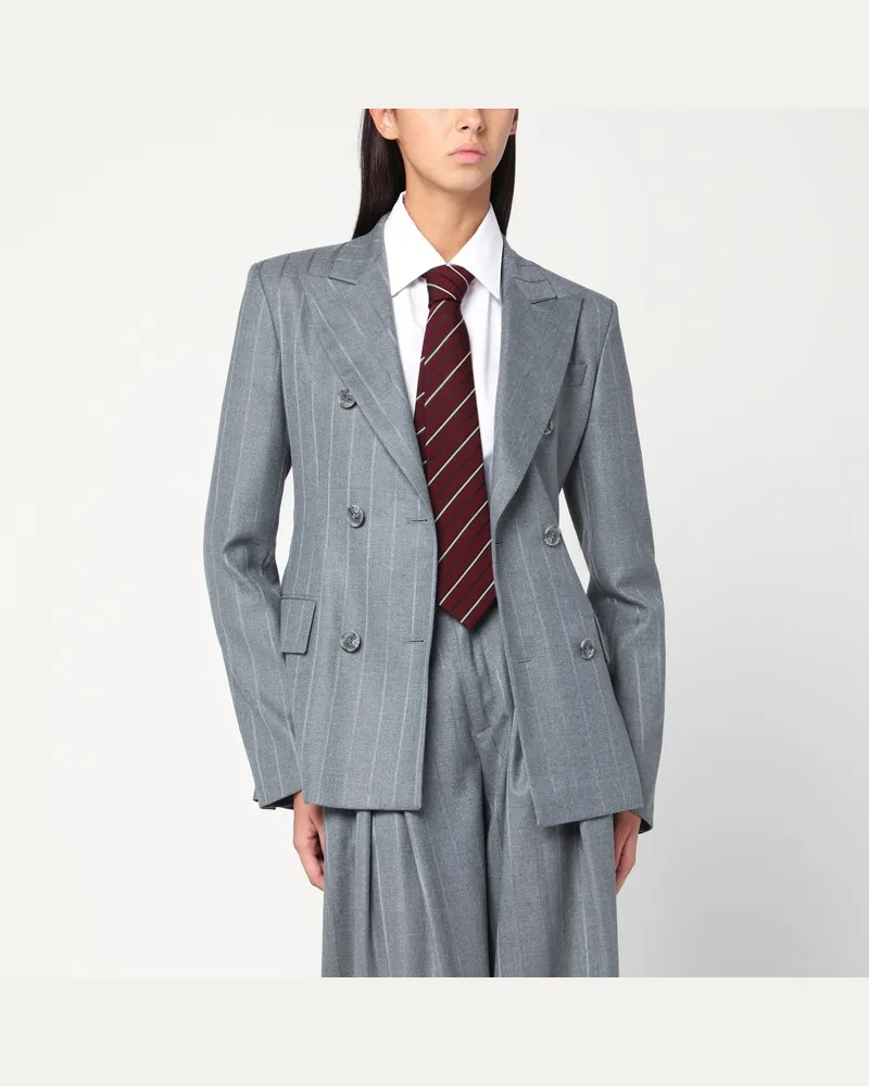 ANDAMANE Graue Shannon-Jacke mit doppelter Knopfleiste und Nadelstreifen Grau