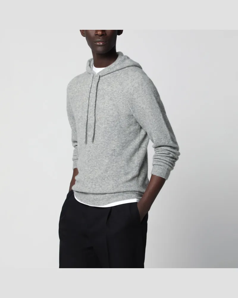 Roberto Collina Hellgrauer Kaschmirpullover im Sweatshirt-Stil Grey