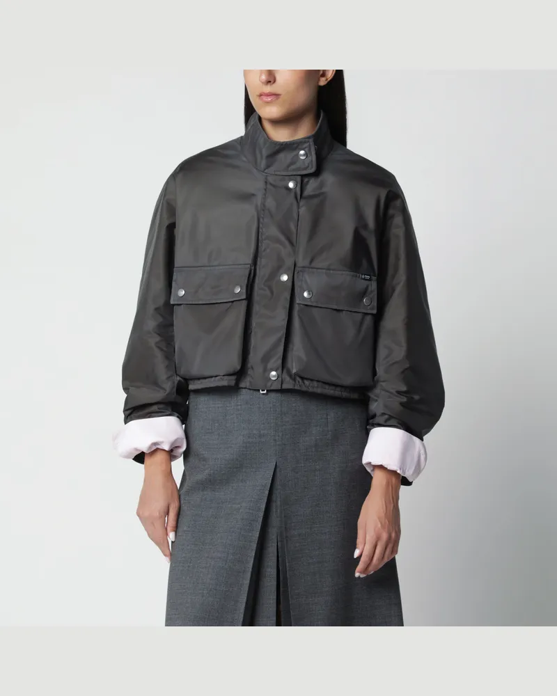 Prada Re-Nylon Washed Jacke in Bleigrau Grey