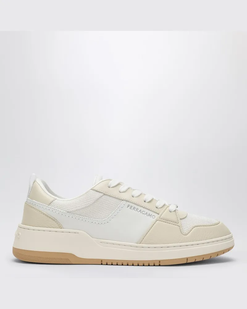 Ferragamo Weißer flacher Sneaker aus Leder Weiß