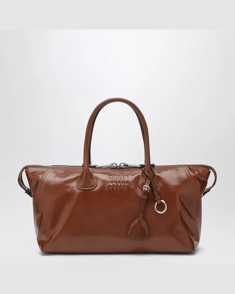 Miu Miu Handtasche aus glänzendem braunem Leder Brown