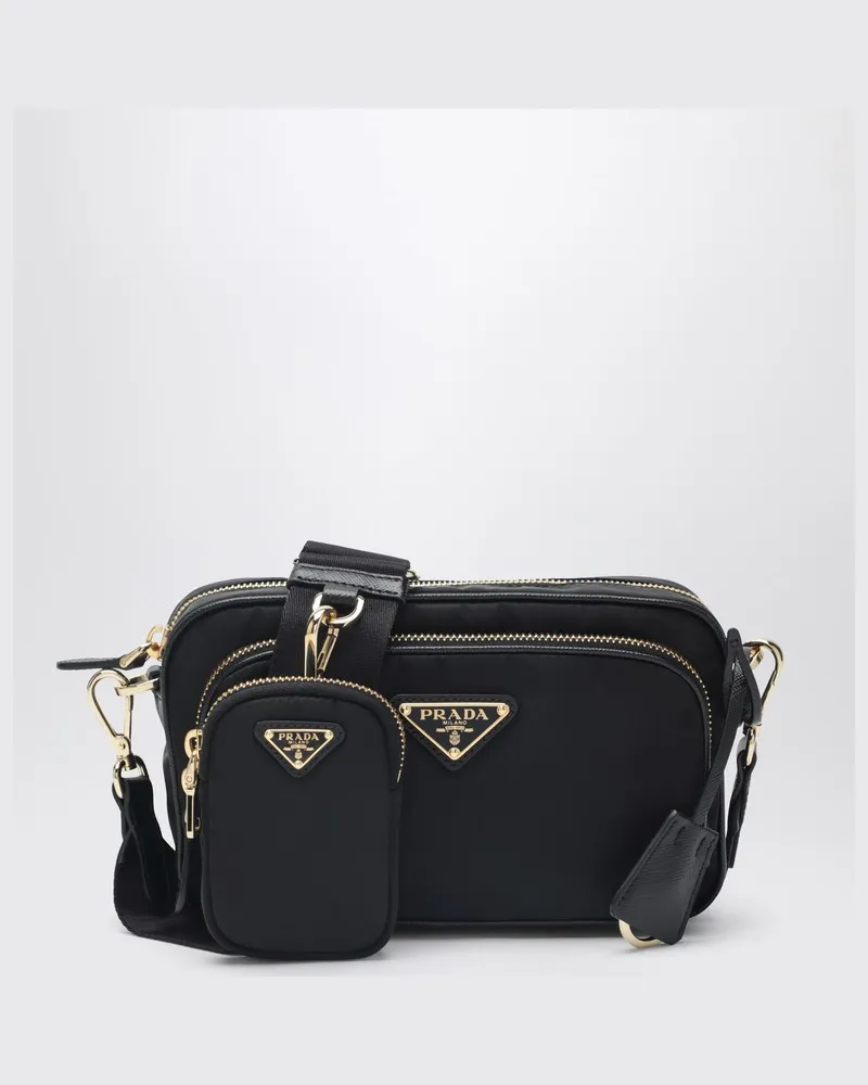 Prada Schwarze Re-Nylon Umhängetasche Schwarz
