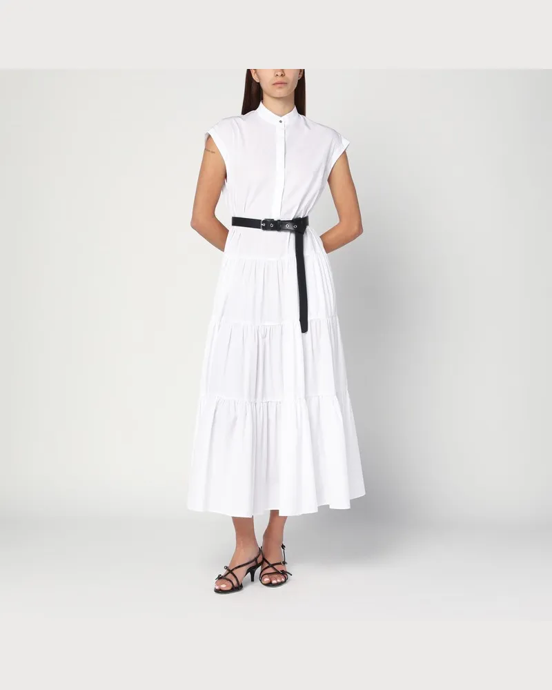 Max Mara Weißes Baumwollhemdkleid mit Rüschen Weiß