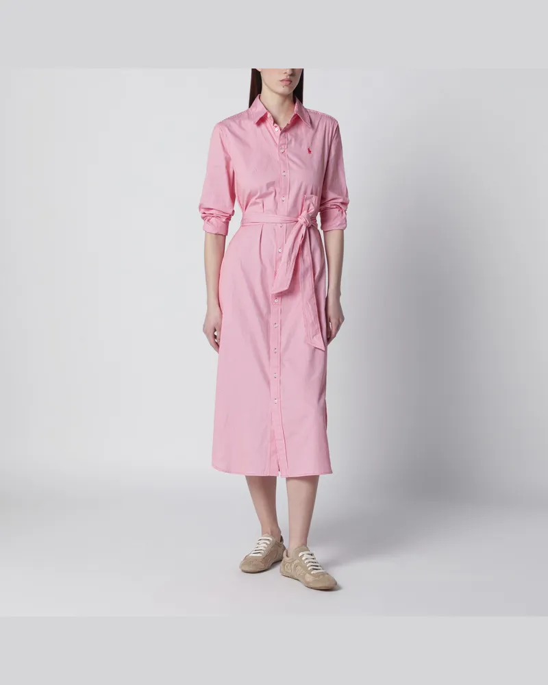 Ralph Lauren Rot-weiß gestreiftes Hemdblusenkleid 