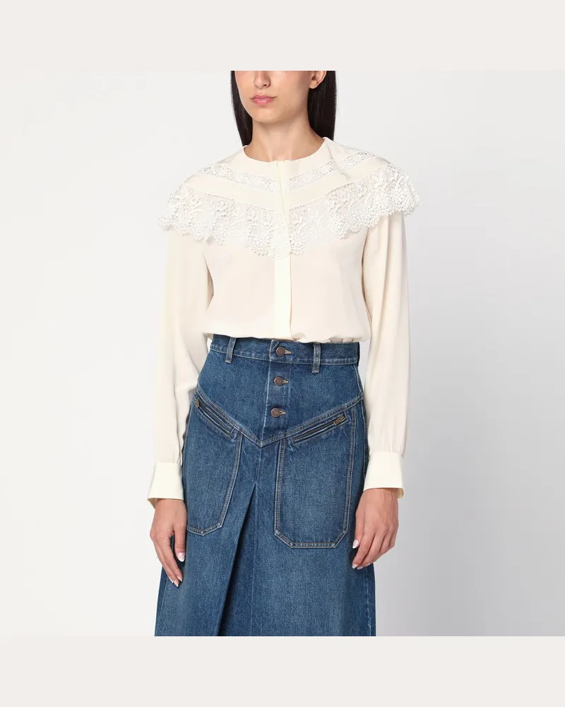 Chloé Bluse aus Crêpe in Elfenbein Beige