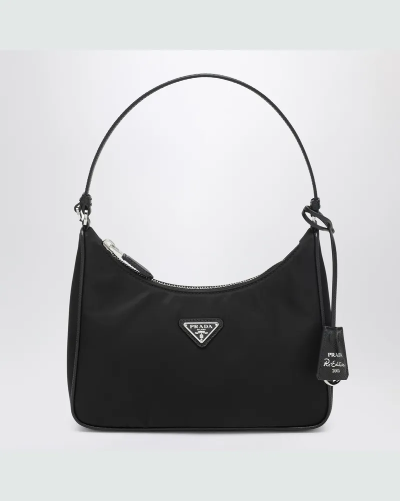 Prada Re-Edition 2005 Mini-Tasche aus schwarzem Re-Nylon und Saffianoleder Black