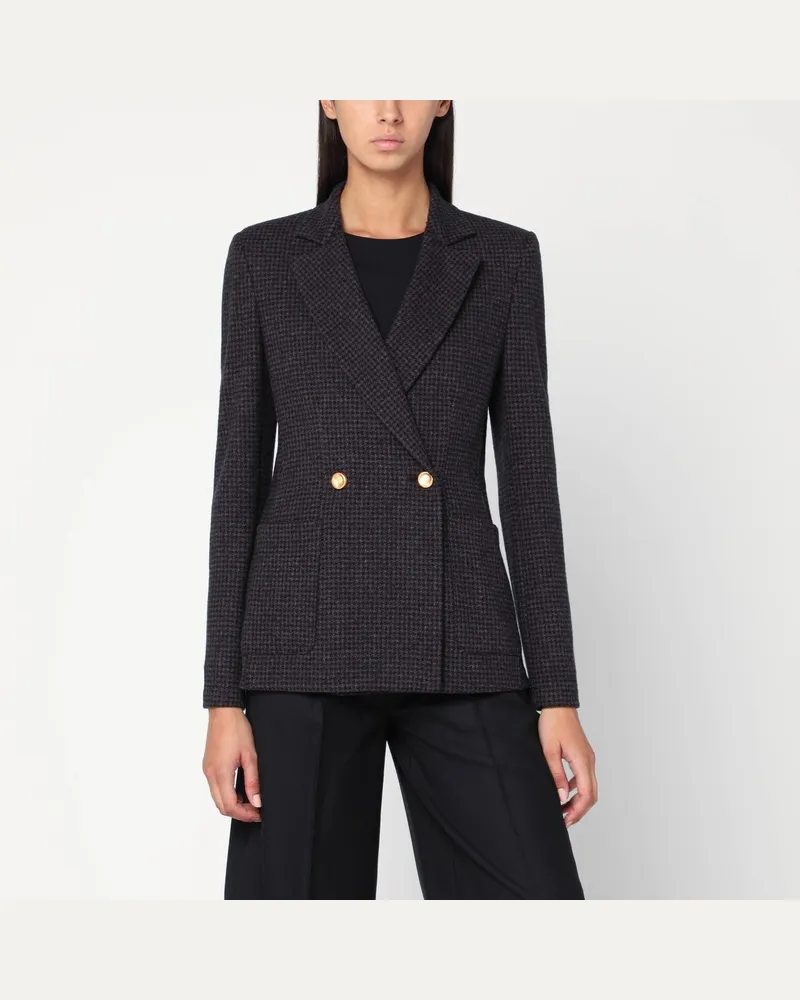 Harris Wharf London Braun und blau karierter doppelt geknöpfter Wolljacke Braun