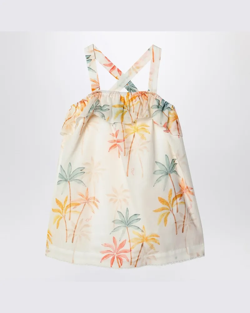 Chloé Kleid in Elfenbein mit buntem Muster Mehrfarbig