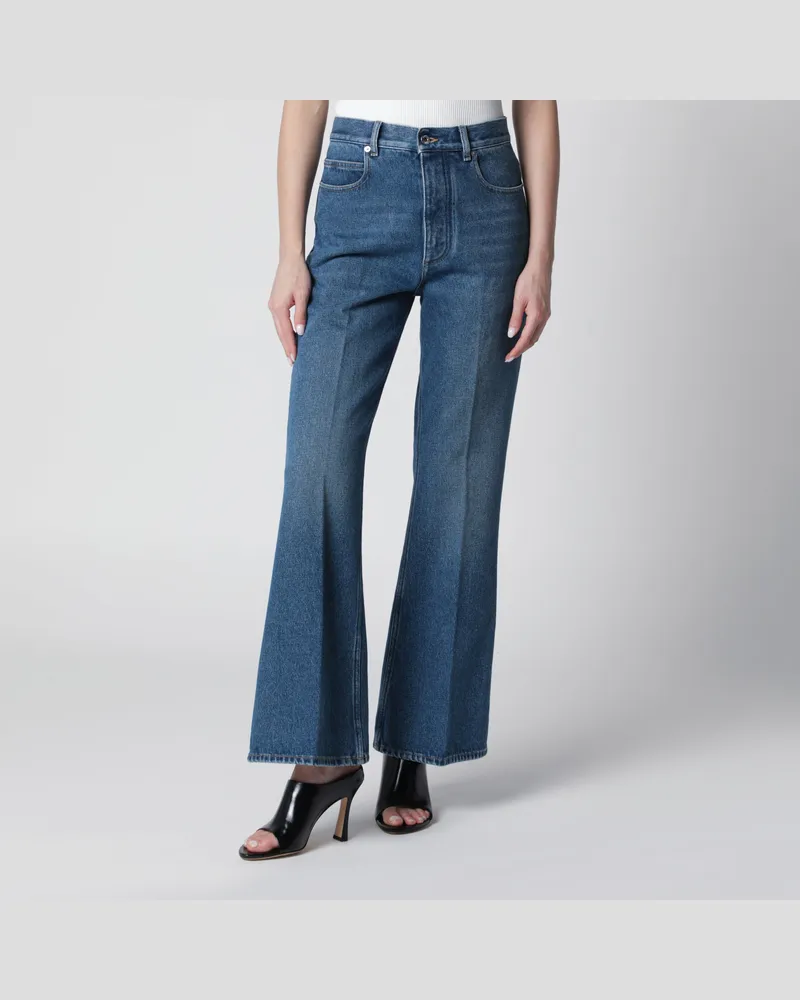 Bottega Veneta High-Waist-Schlagjeans aus Denim in Indigo Blue