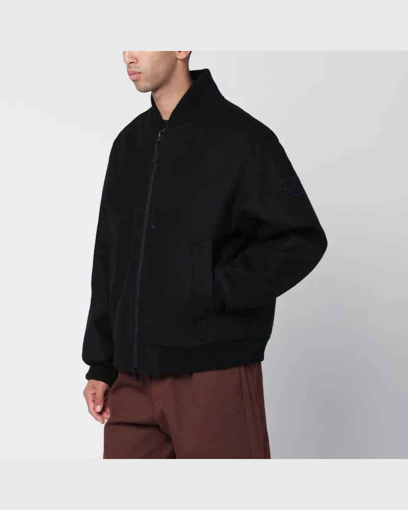 Stone Island Schwarze Jacke mit Reißverschluss aus Wollmischung Schwarz