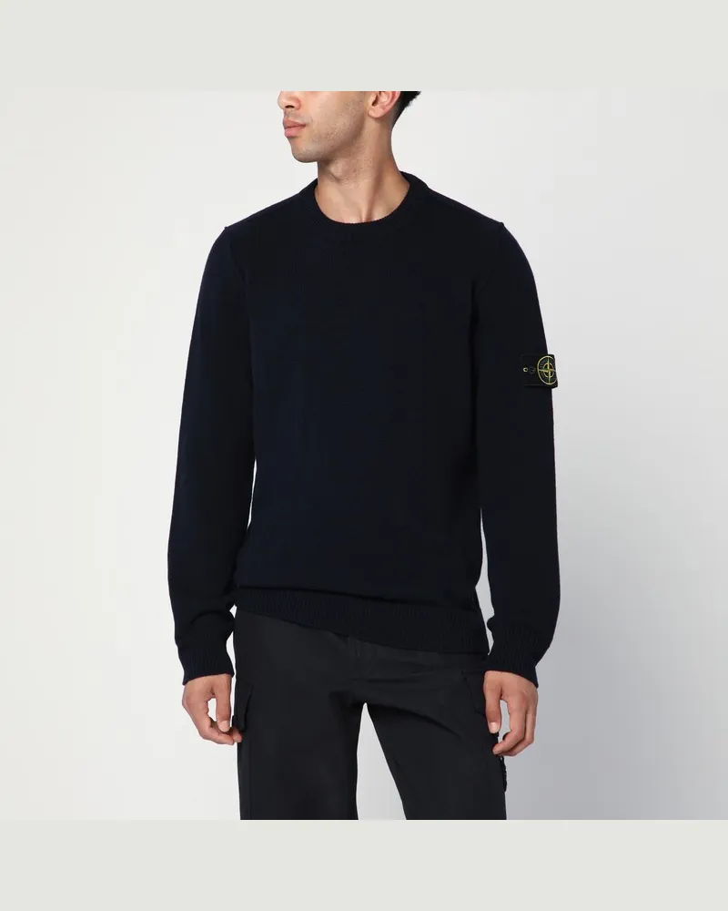 Stone Island Marineblauer Pullover aus Woll-Mix Blau