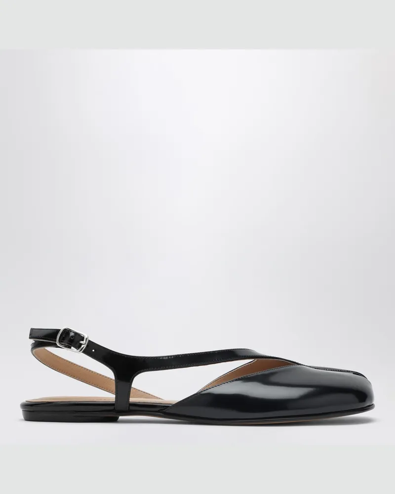 Maison Margiela Schwarze Tabi Slingback-Sandalen aus gebürstetem Leder Black