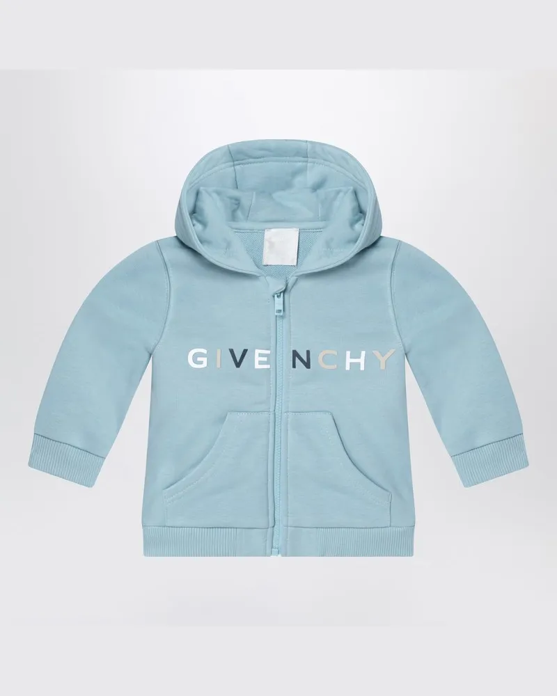 Givenchy Hellblaue Kapuzenjacke mit Reißverschluss und Logo Blau