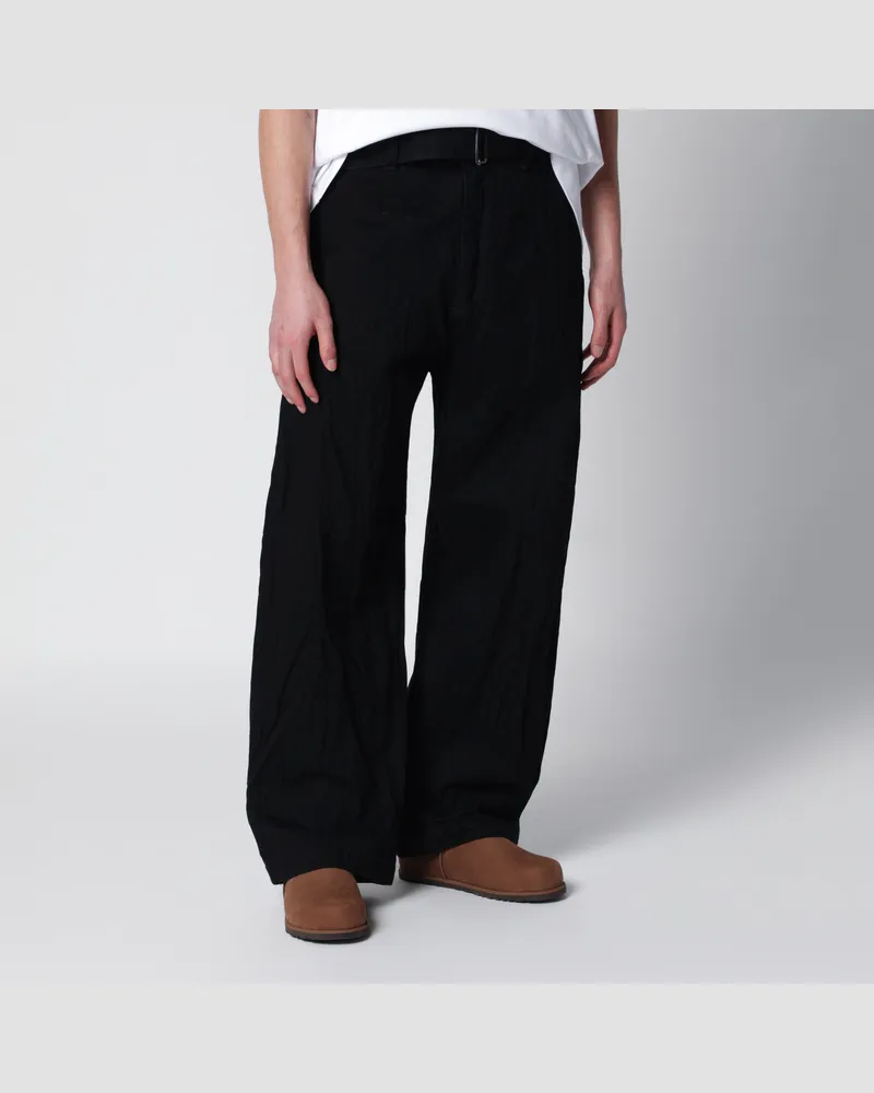 Studio Nicholson Now Jeans mit mittlerer Bundhöhe aus schwarzem Baumwoll-Denim Black