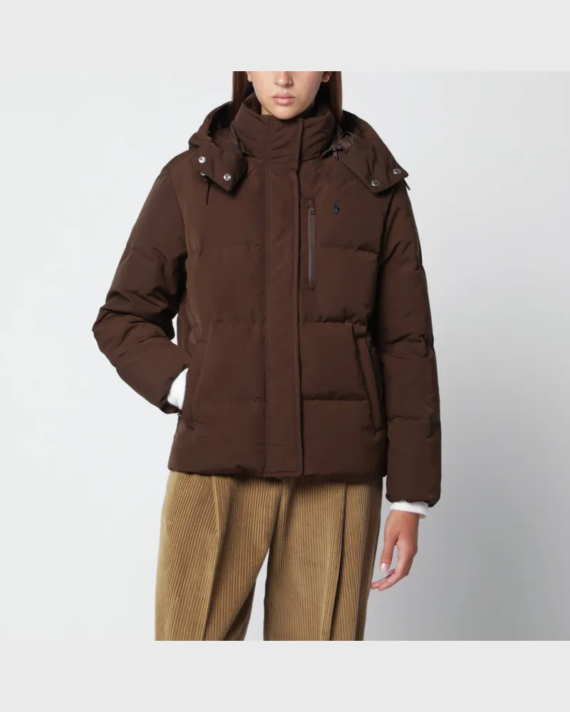 Ralph Lauren Dunkelbraune wattierte Jacke Brown