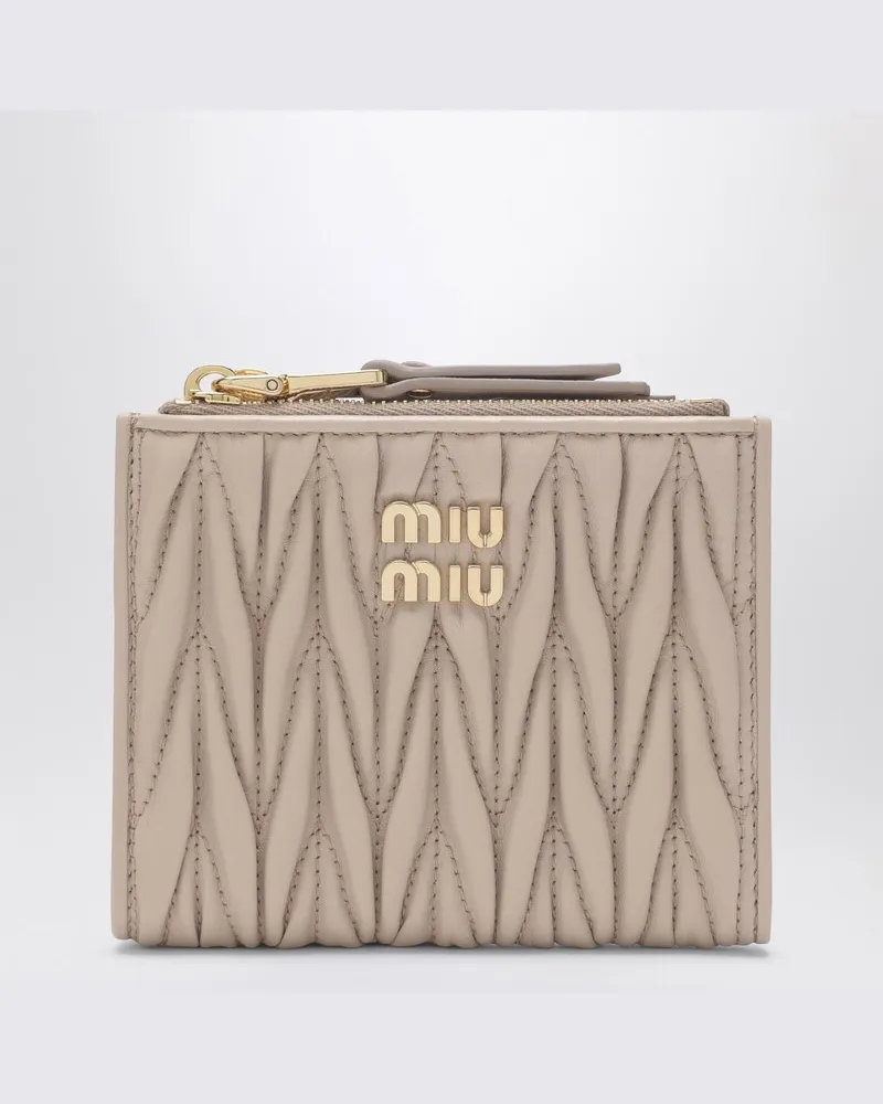 Miu Miu Kleines puderrosa Portemonnaie aus matelassé Nappaleder Rosa