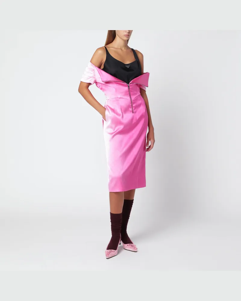 Prada Fuchsiafarbenes, gewaschenes Duchesse-Kleid Pink